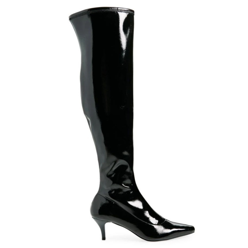 Abound Size 8 Black Patent Faux Leather Over the Knee Heel Boots NEW Carmy‎ $99